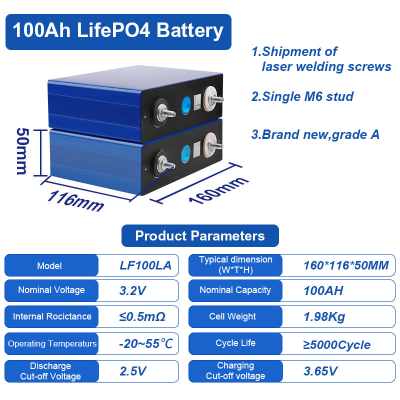 Lifepo4 Prismatic Cells 3.2V 100Ah, Eve LF100LA | Wistek - Wistek