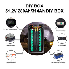 15kWh DIY Battery Box Pre-assembled Version With JK-PB2A16S20P BMS for 280Ah 314Ah