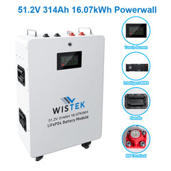51.2V 314Ah 16kWh LiFePO4 Battery with Smart BMS for Home Energy Storage System|Wistek