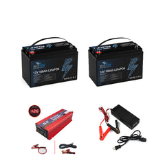 ⚡️【Limited Flash Sale】12V 100Ah Marine Battery Kits with Inverter and Charger Smart BMS for Electric Outboard Trolling Motor - Wistek