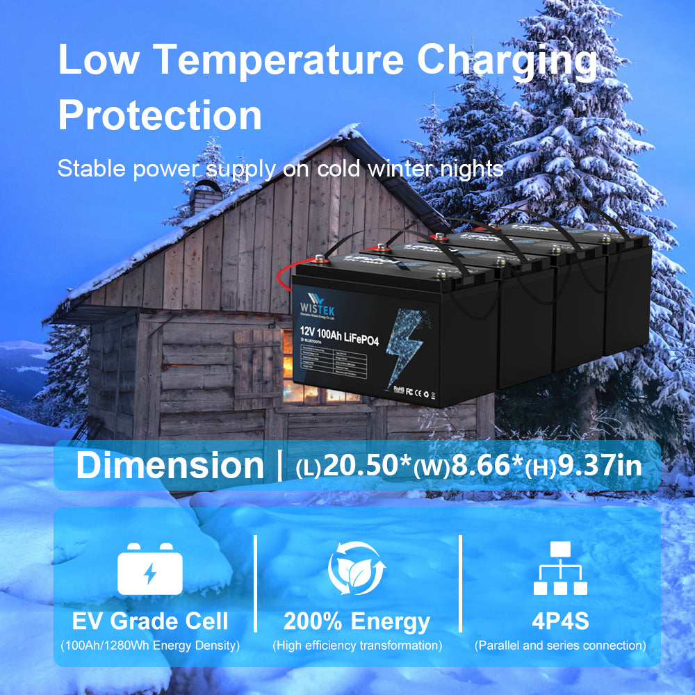 12V 100Ah LiFePO4 Battery with 100A BMS Bluetooth APP|Wistek(Poland Stock) - Wistek