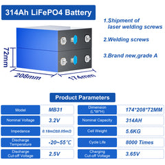 314Ah lifepo4 battery parameters