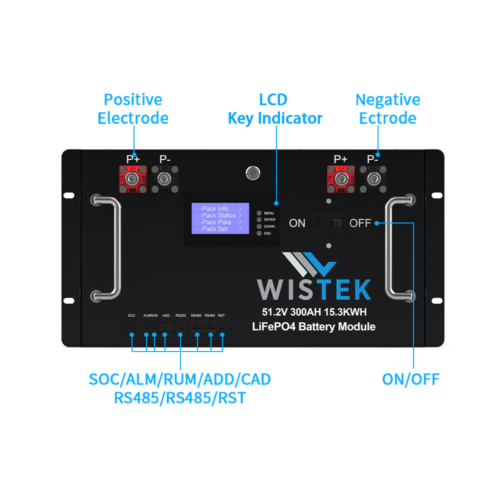 Server Rack Battery Backup 48V 300Ah LiFePO4 15kWh | WiSTEK - Wistek