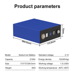 Sodium Ion Battery Cells for Sale 3.1V 210Ah, SIB210| Wistek - Wistek