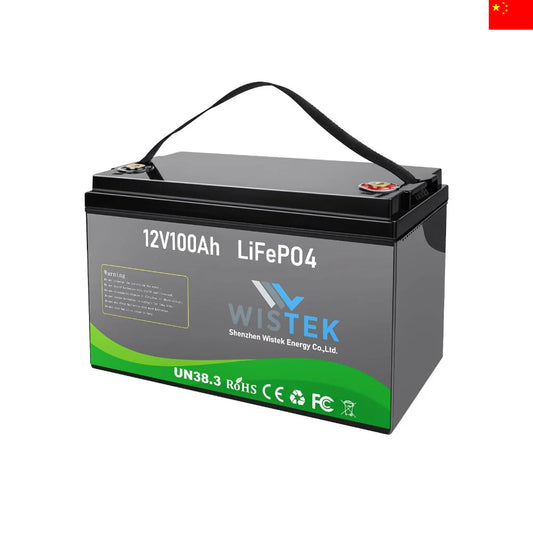 Deep Cycle Battery 12V 100ah lifepo4 lithium-lon with 100A BMS 1280W Output Power | Wistek