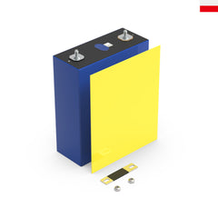 1 prismatic cells with 1 epoxy plate,1 busbars and 2 screws in poland stock on the white background
