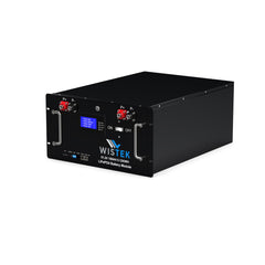 Black 5kwh battery module with WISTEK branding on a white background