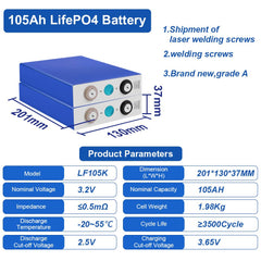 High-Quality LiFePO4 Battery Cell 3.2V 105Ah EVE