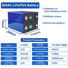 Células de baterías EVE 3.2V 304ah LiFePO4 para la Sistema Solar 