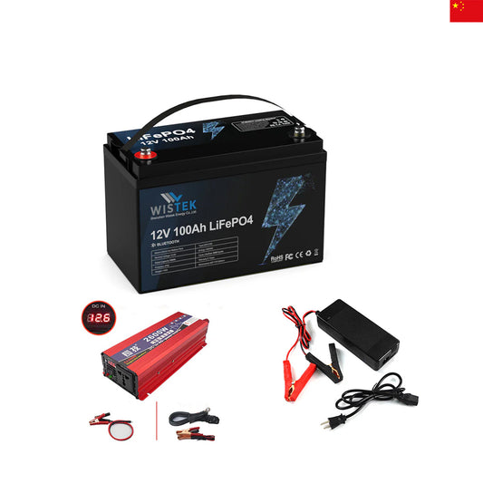 ⚡️【Limited Flash Sale】12V 100Ah Marine Battery Kits with Inverter and Charger Smart BMS for Electric Outboard Trolling Motor