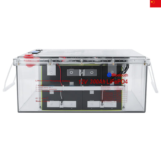 Wistek 12V 300Ah transparenter LiFePO4-Lithium-Ionen-Akku mit 300A BMS 3840W Ausgang 