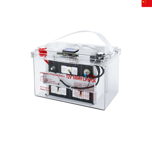 Wistek 12V 100Ah transparenter LiFePO4-Lithium-Ionen-Akku mit 100A BMS 1280W Ausgang 