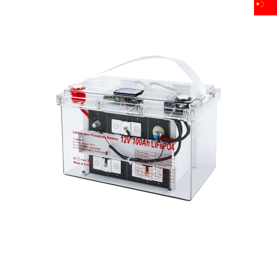 thumbnail image 2 of FLLYROWER 12V 100Ah LiFePO4 Lithium Battery With BMS - For Solar, RV, Marine, Trolling Motor - 6000+ Cycles 2 of 3