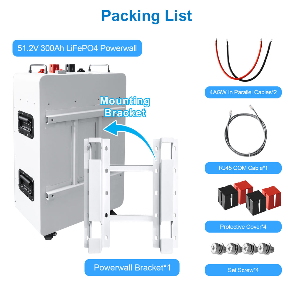 16kWh lifepo4 battery packing list