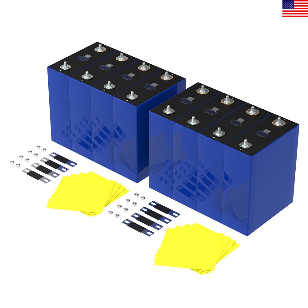 8 prismatic cells with 8 epoxy plate,8 busbars and 16 screws in usa stock on the white background