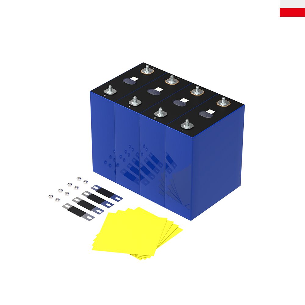 4 prismatic cells with 4 epoxy plate,4 busbars and 8 screws in poland stock on the white background
