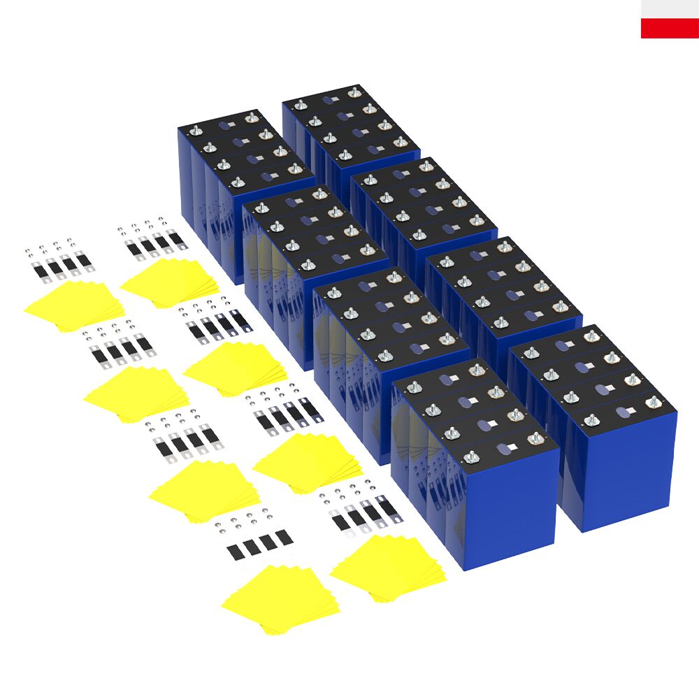 32 prismatic cells with 32 epoxy plate,32 busbars and 64 screws in poland stock on the white background