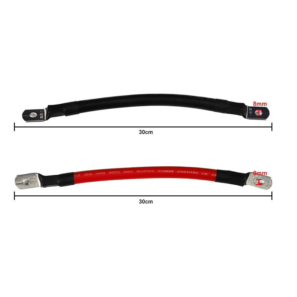 two 30cm 1AWG power cables,black one,and red one