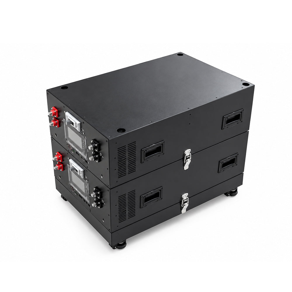 Two black DIY boxes stacked together