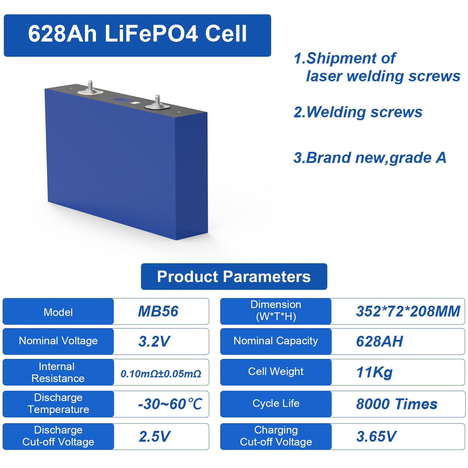 628ah lifepo4 cells parameters