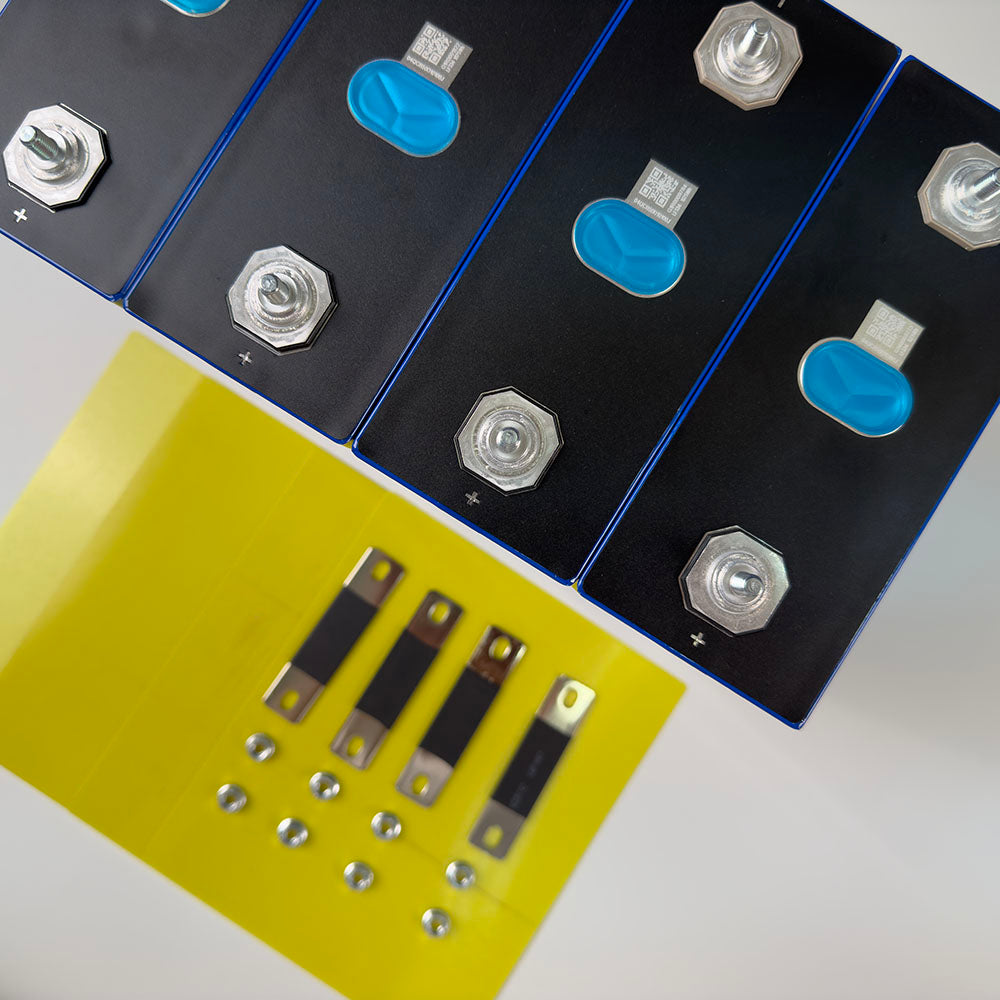 blue EVE LF334 cells welded M8 studs